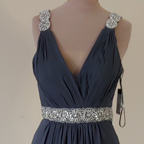 Faviana Glamour S7165 Dark Gray Dress BRAND NEW - Picture 5 of 6